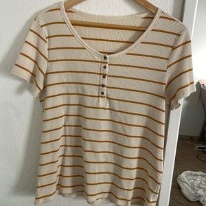 super soft mustard striped tee